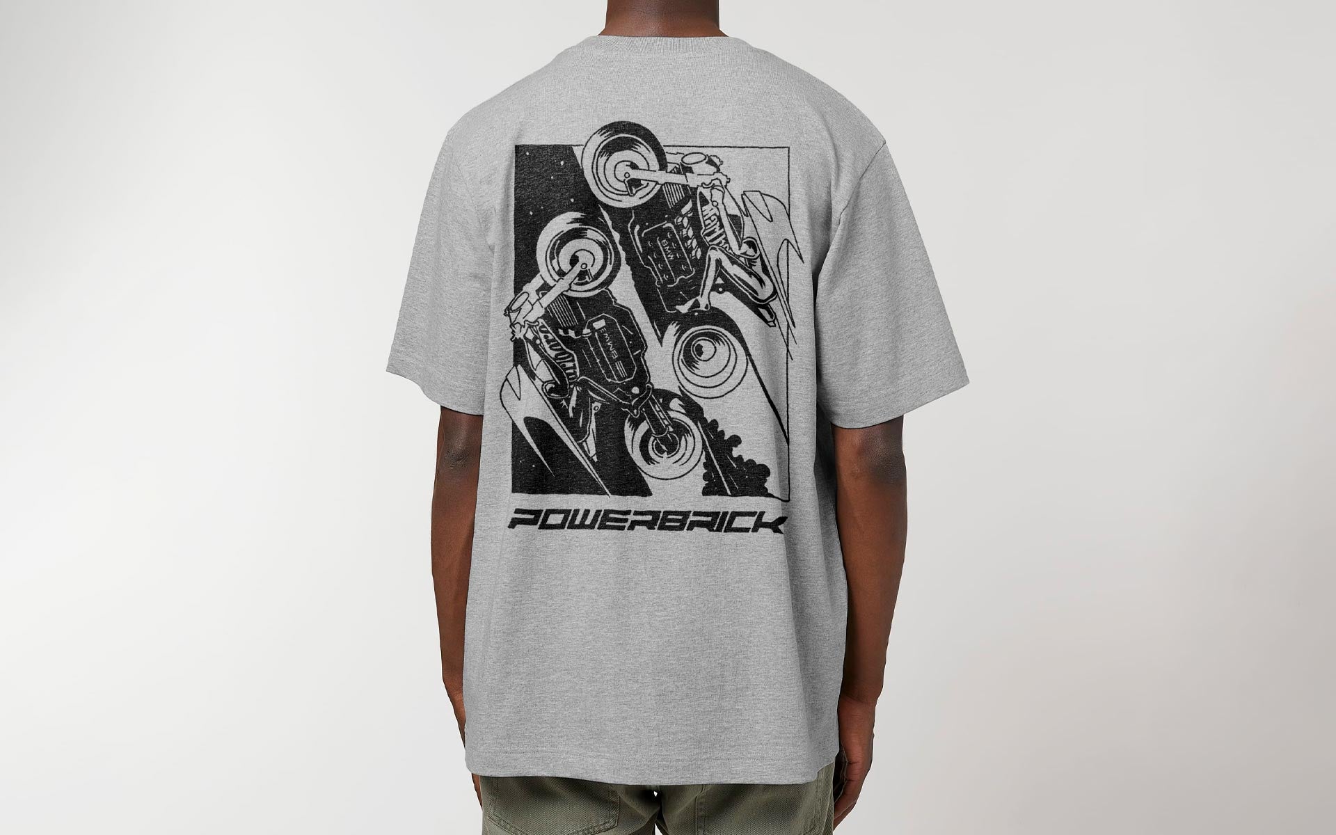 Powerbrick merchandise shirt heather grey caferacer