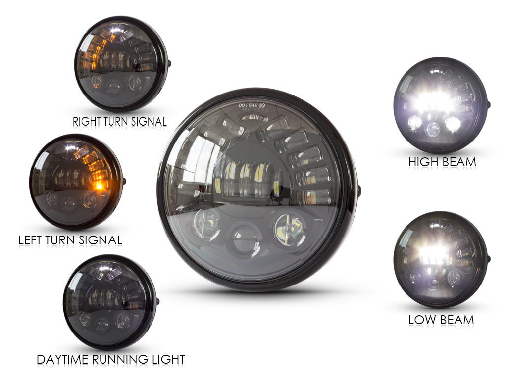 LED Caferacer headlight + Integrated turn signals