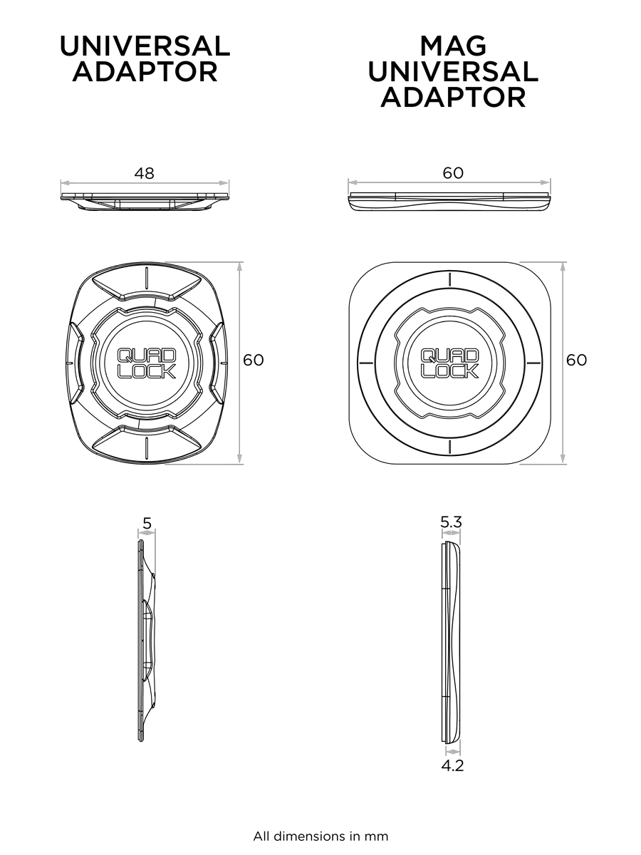 Quad lock universal adaptor