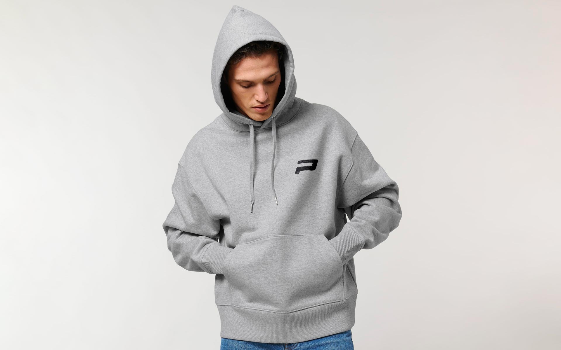 Powerbrick merchandise hoodie heather grey caferacer