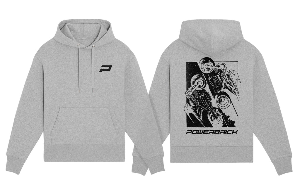 Powerbrick merchandise hoodie heather grey caferacer