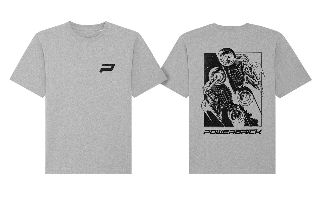 Powerbrick merchandise shirt heather grey caferacer