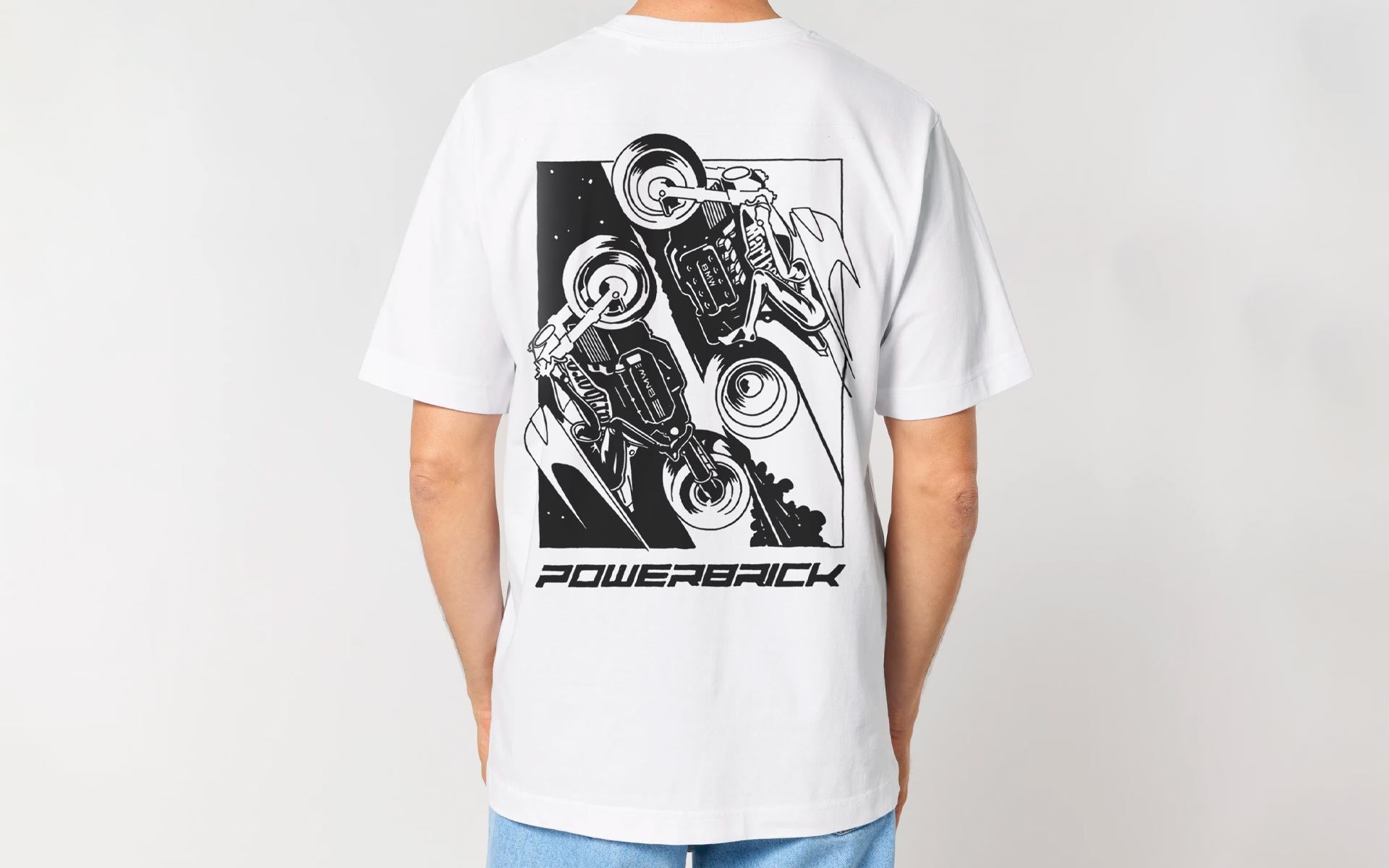 Powerbrick merchandise shirt white caferacer