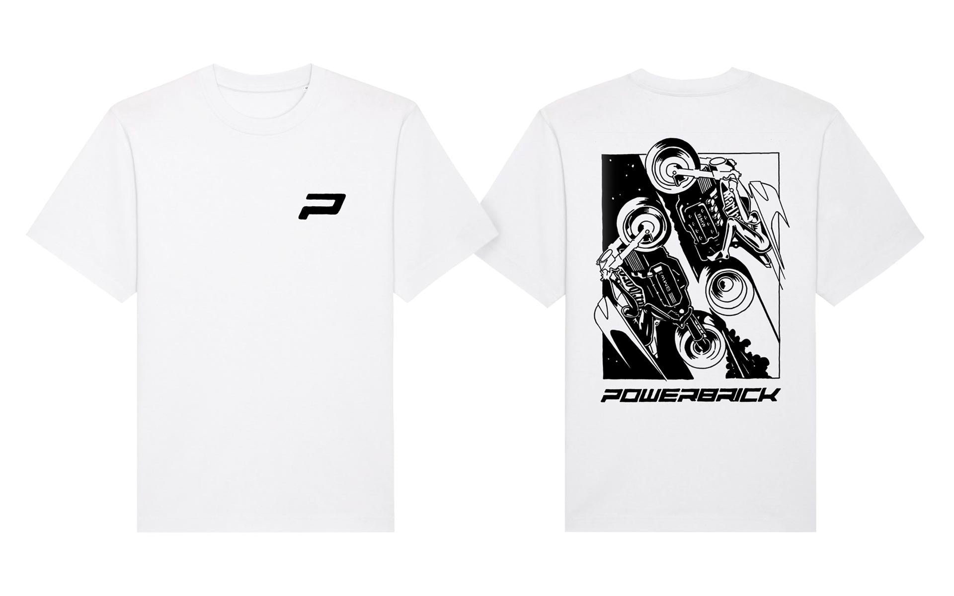 Powerbrick merchandise shirt white caferacer