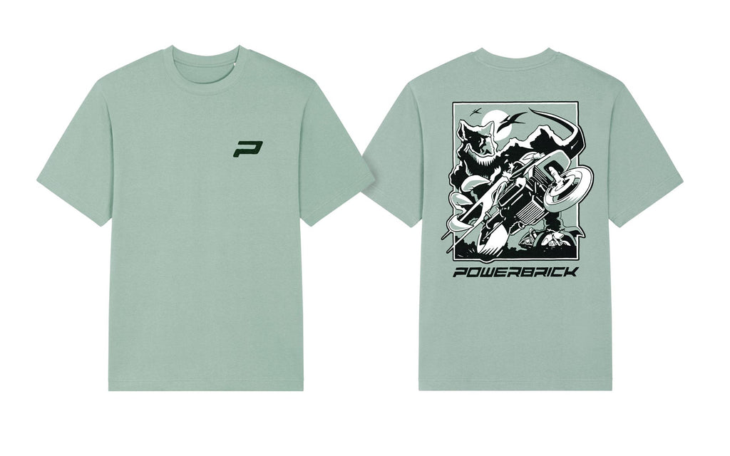 Powerbrick merchandise shirt green caferacer