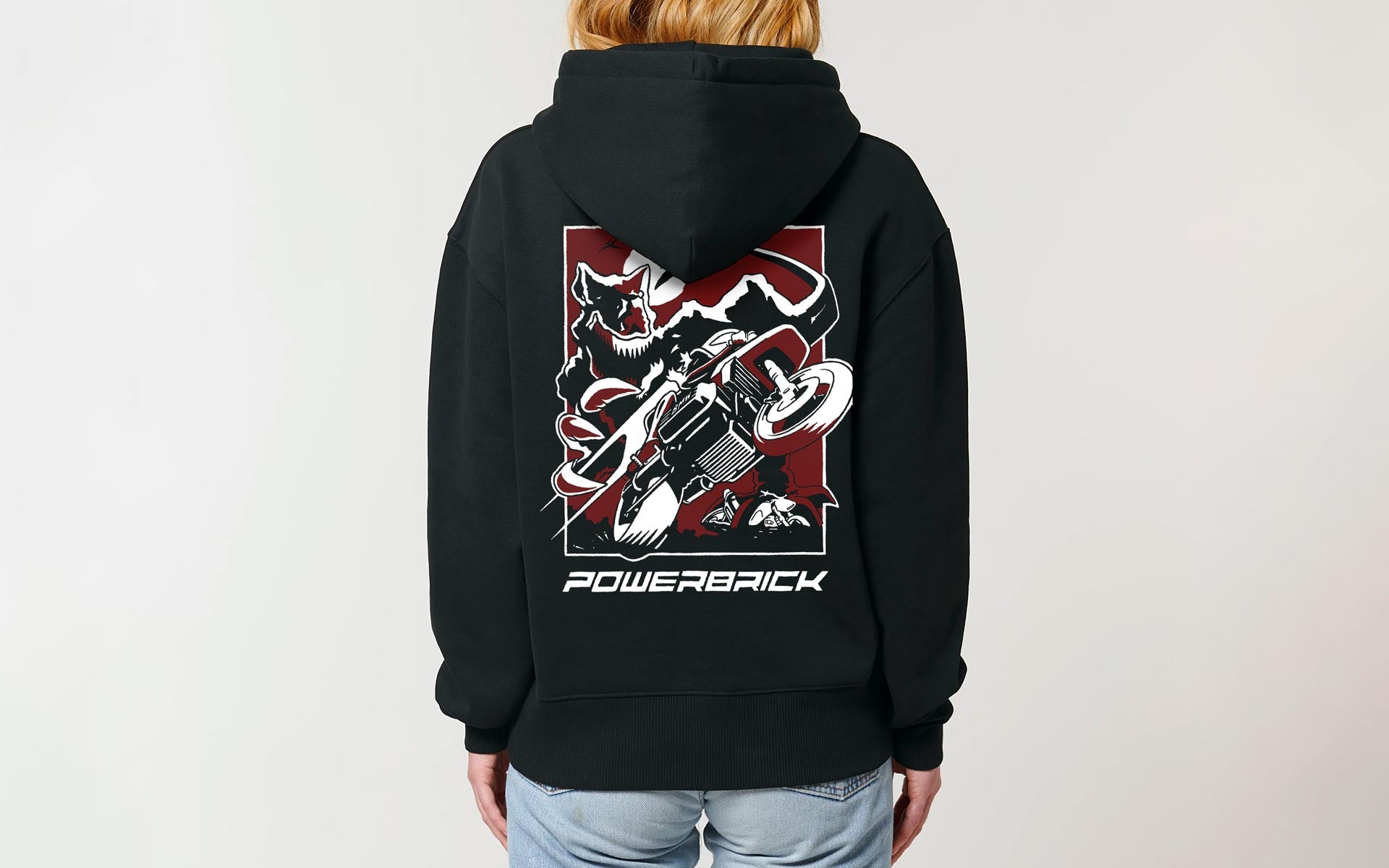 Powerbrick merchandise hoodie black caferacer