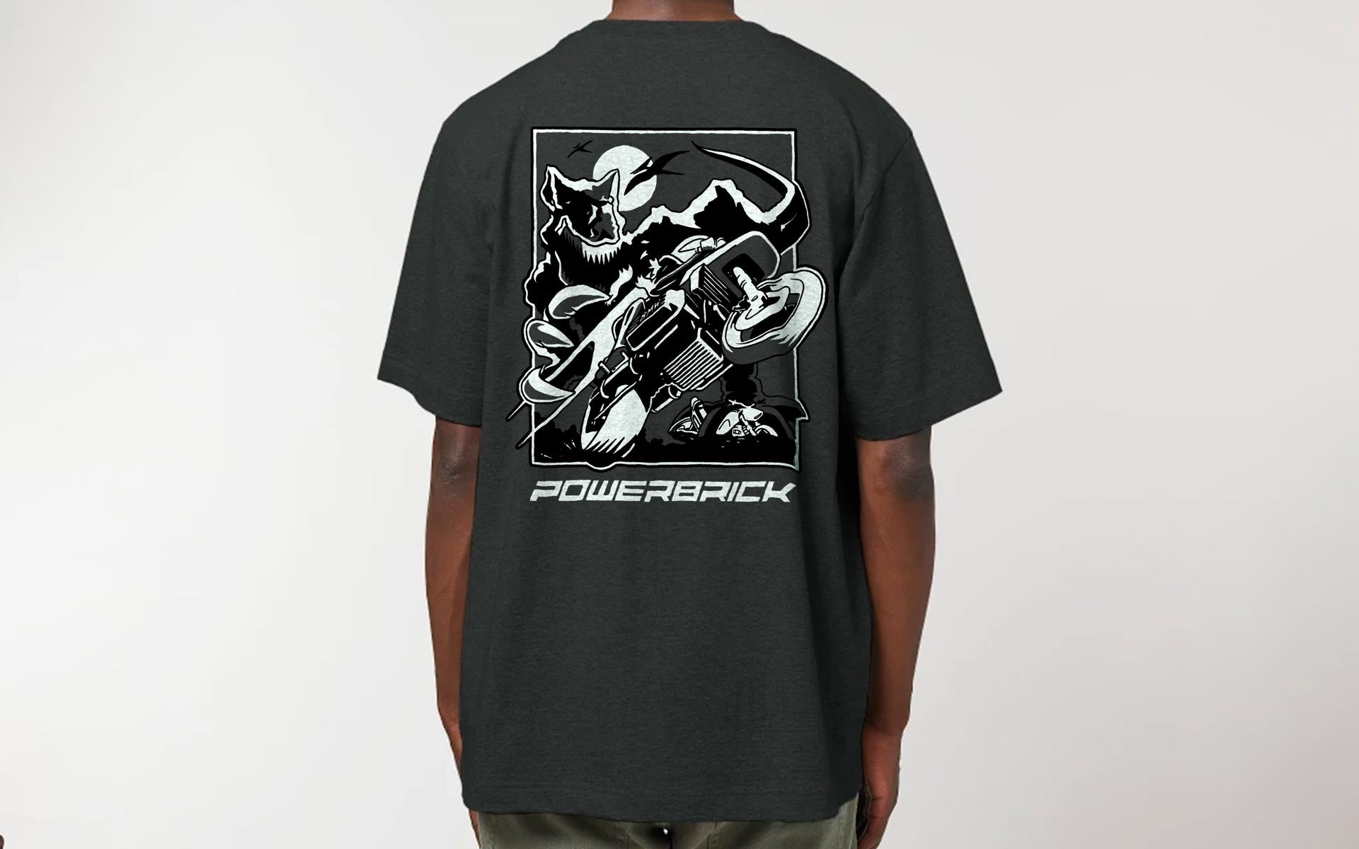 Powerbrick merchandise shirt dark grey caferacer